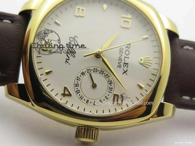 0406 Cellini Date YG White Numeral Dial On Brown Leather Strap A Affordable 3883